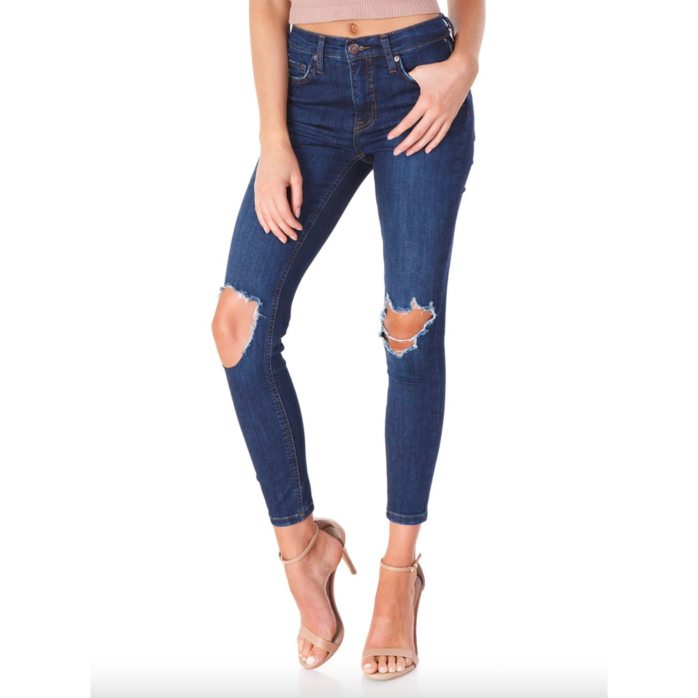Free People High Rise Busted Skinny Jeans Denim Women's 28